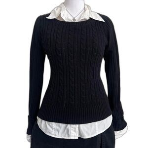 Y2K Arizona black cable knit sweater long sleeve crew neck